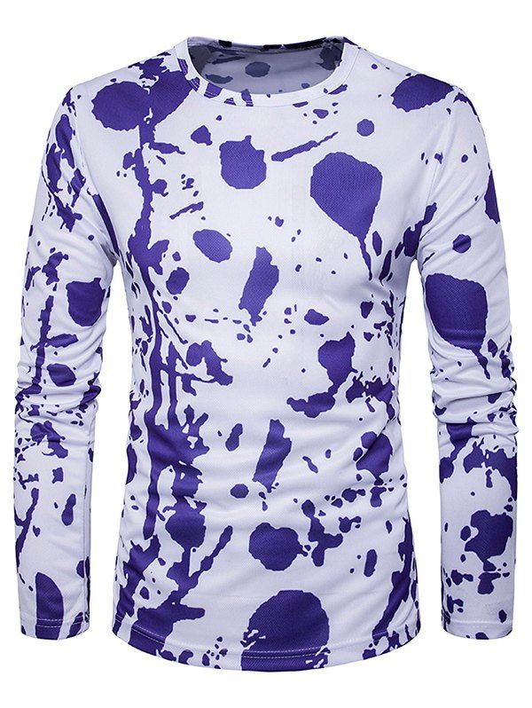 

Splatter Paint Print Long Sleeve T-Shirt, Purple