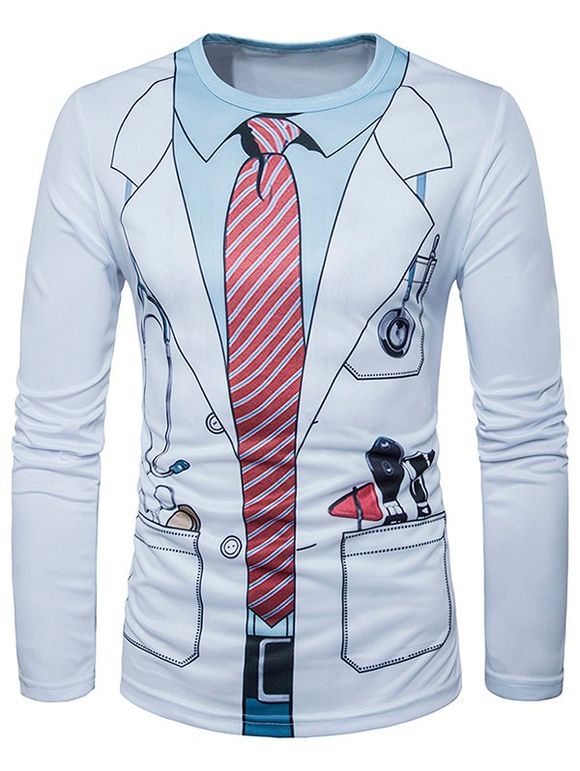 T-shirt imprimé Docteur Costume 3D - Blanc 2XL