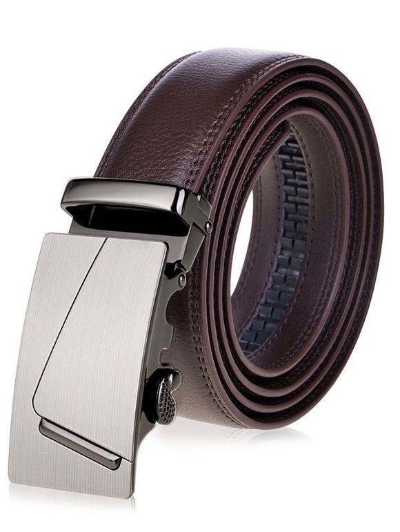 Large ceinture avec boucle automatique Rectangle - Brun 