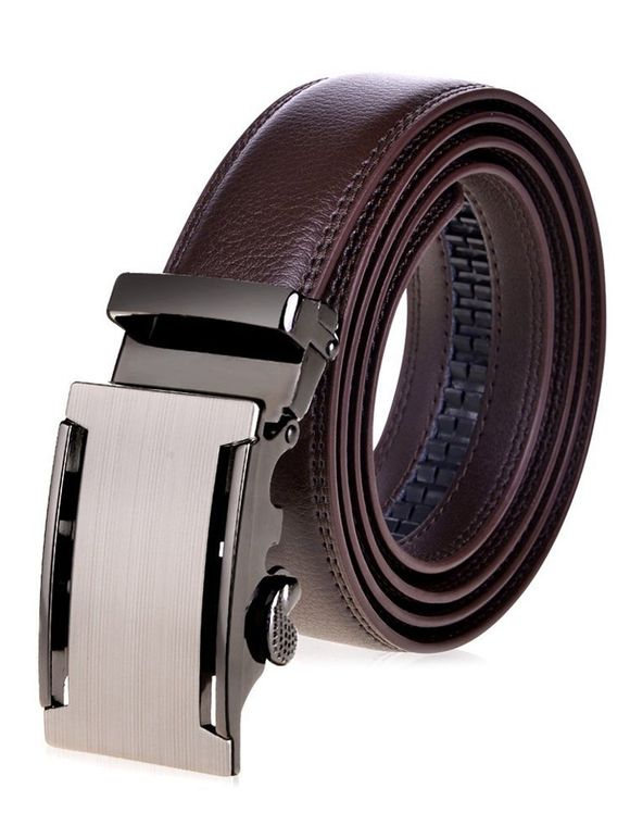 Faux cuir large ceinture avec boucle automatique Metallic - Brun 