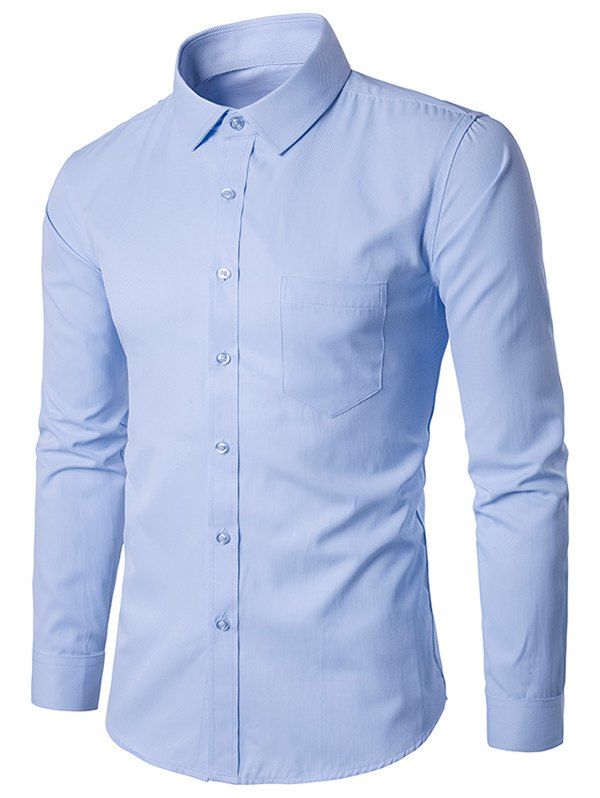 

Oblique Striped Pocket Shirt, Light blue