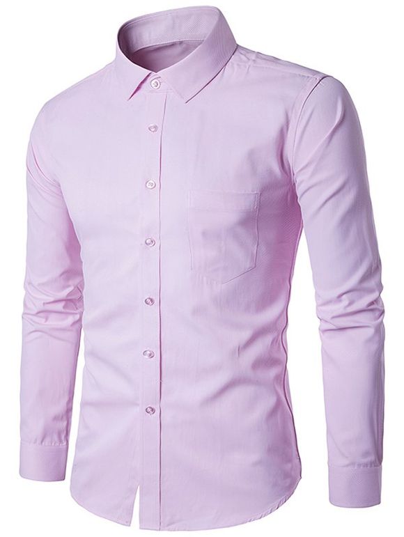 Oblique Striped Pocket Shirt - Rose L