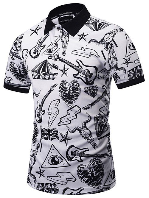 

Short Sleeve Scrawl Print Shirt, White
