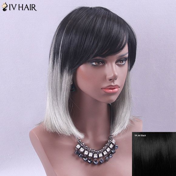 Siv Hair Medium Incliné Bang Gradient Bobo Perruques - JET NOIR 01 