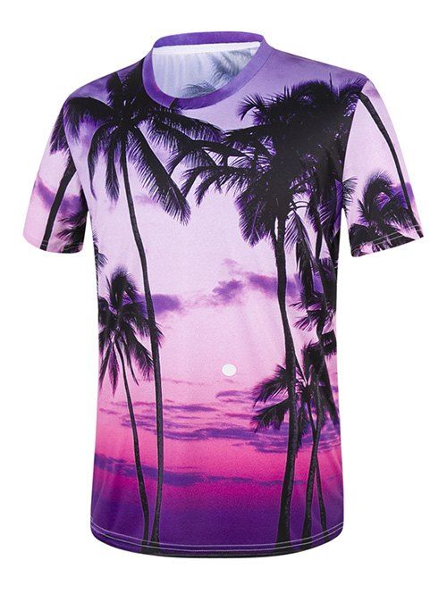 T-shirt Tropical Sun Palm Tree - Pourpre L