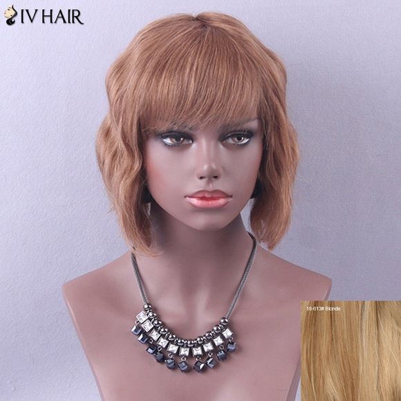 Siv Hair Perruque Courte Légèrement Bouclée avec Frange - Blonde 