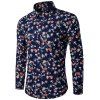 3D Flower Shirt Print Pocket - Bleu Violet M
