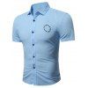 Chemise à manches courtes étoile brodée - Bleu Glacé M