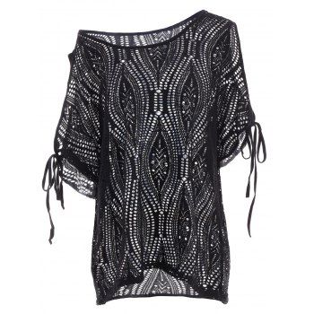 [41% OFF] 2024 Cold Shoulder Batwing Beach Tunic Dress Cover Up In ...