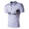 T-Shirt Polo Panneau Rayé Graphique Imprimé - Blanc M