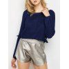 Lace Up Pullover Jumper - PURPLISH BLUE ONE SIZE