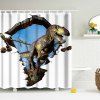 Dinosaur 3D imperméable rideau de douche avec 12 crochets - Blanc 150*180CM