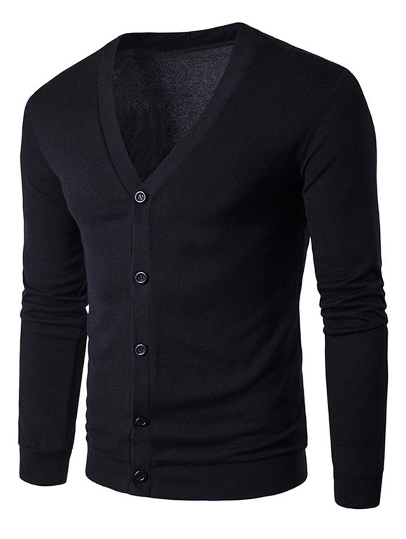 Manteaux de coton Cardigan à poitrine unique - Noir XL