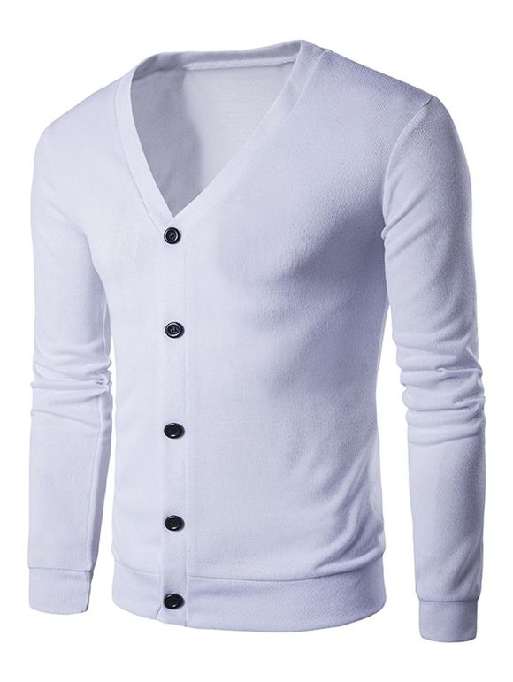 Manteaux de coton Cardigan à poitrine unique - Blanc L