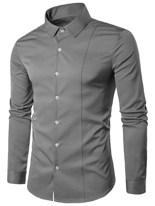 

Long Sleeve Slimming Shirt, Gray