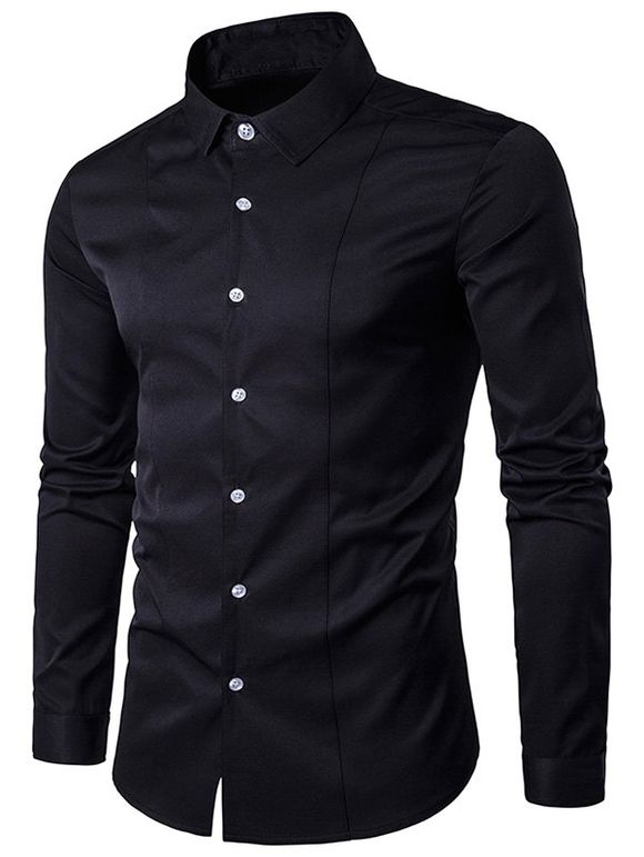 Long Sleeve Slimming Shirt - Noir XL
