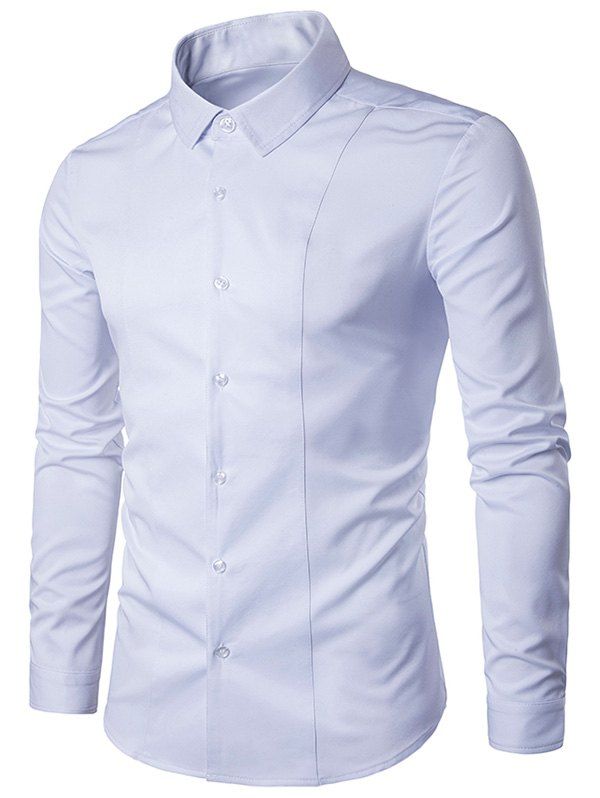 

Long Sleeve Slimming Shirt, White