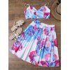 Spaghetti Strap Floral Crop Top and Skirt - Blanc L