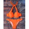 Stylish Halterneck Push Up Women's Bikini Set - Orange L