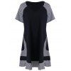 T-shirt Long Grande Taille à Rayures Fines - Blanc et Noir 5XL