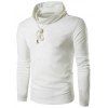 Sleeve Drawstring Cowl Long Neck T-Shirt - Blanc 2XL