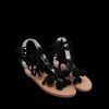 Sandales à lacet gland pompon - Noir 39