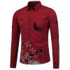 Slim Fit Papillon Floral Shirt - Rouge vineux 2XL