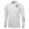 Floral Print Bouton shirt Up manches longues - Blanc M