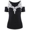 Cold Shoulder Garniture T-shirt Crochet - Blanc et Noir M