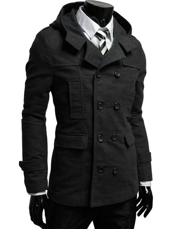Capuche double breasted Caban - Noir M