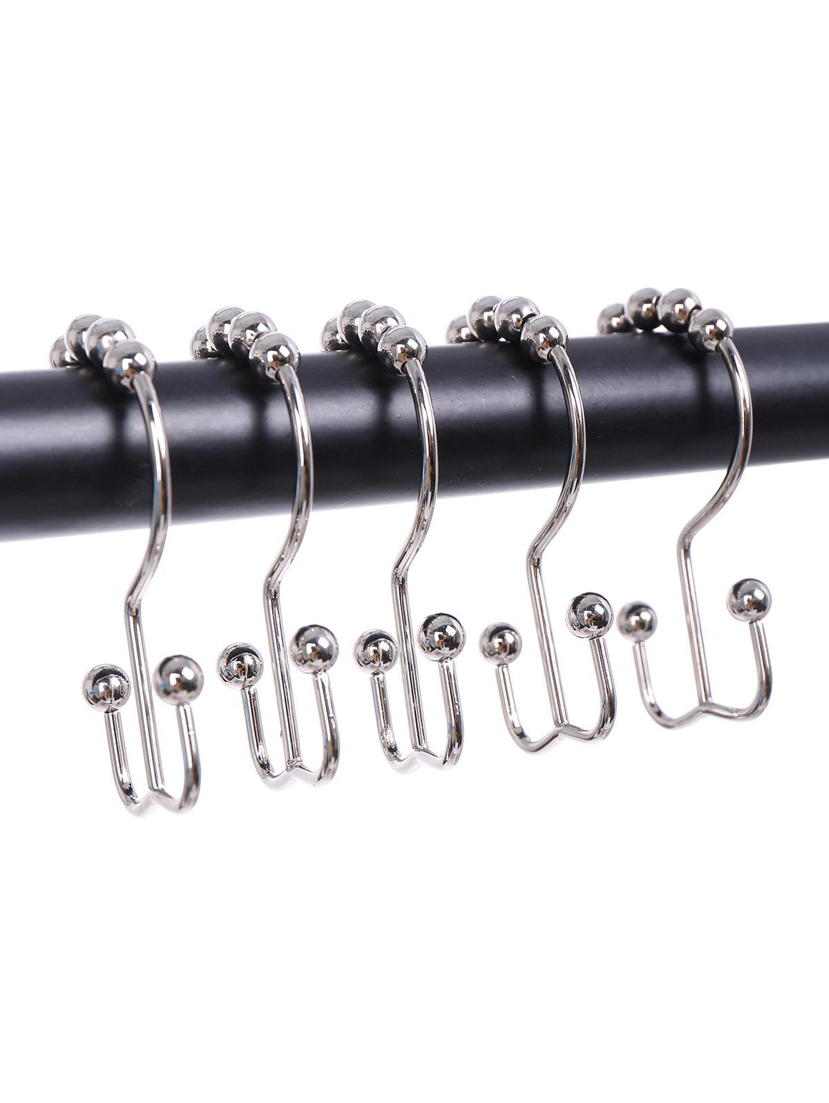 

Stainless Steel Beads Two Sides Shower Hooks Set, Silver