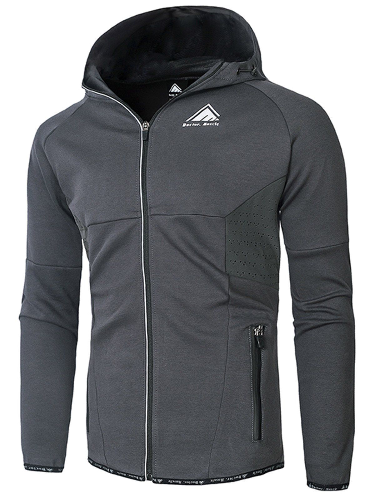 

Pocket Zip Up Hoodie, Deep gray