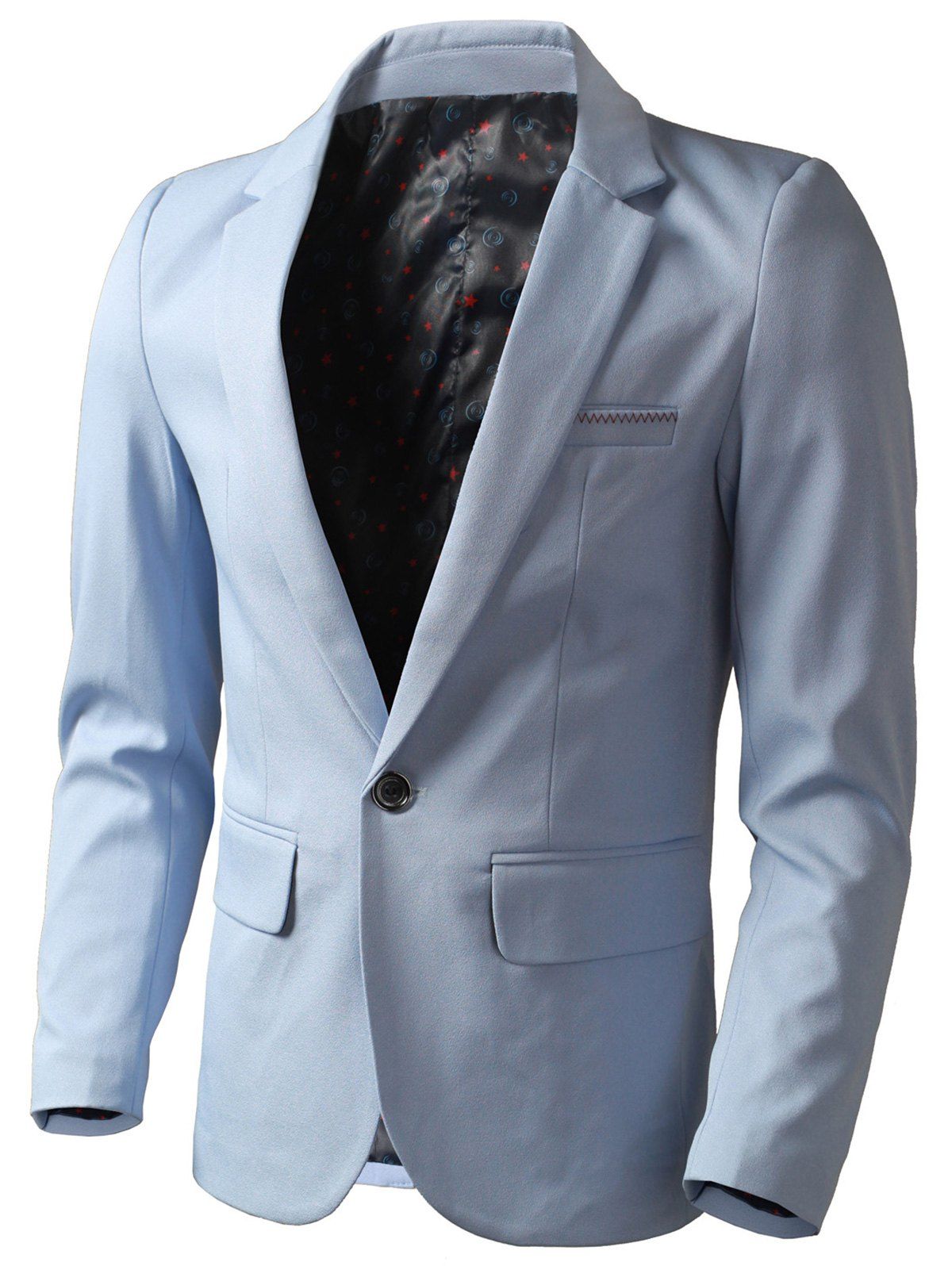 

Flap Pocket One Button Blazer, Light blue