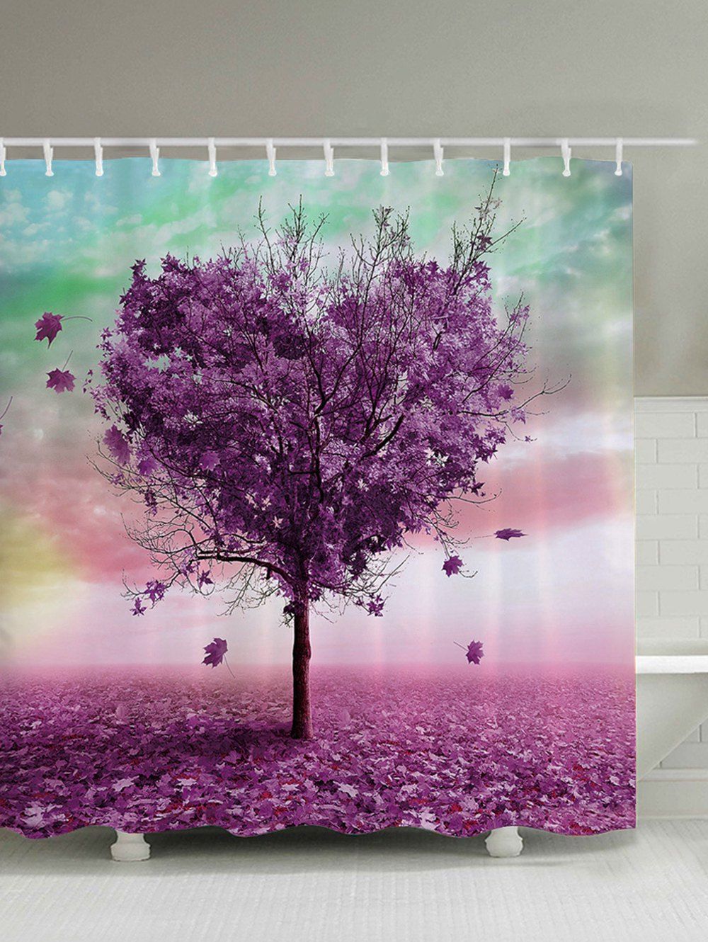 

Heart Shaped Tree Waterproof Fabric Bath Curtain, Violet