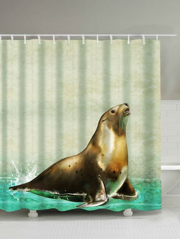 Accrocher imperméable rideau de douche Sea Lion animaux - Beige 200*180CM