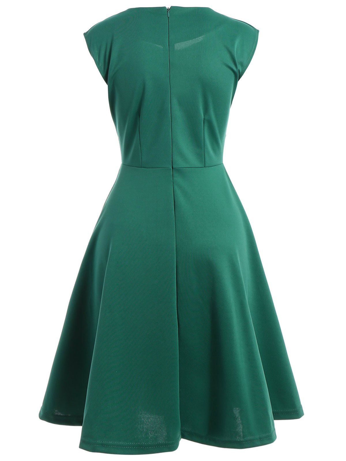 2018 Retro Ruched Sweetheart Neck Flare Dress GREEN M In Vintage ...