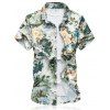 Floral Short Sleeve Shirt - GREEN L