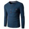 Boutons manches longues design en tricot Blends T-shirt - Cadetblue XL