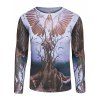 Manches longues 3D Bird et Arbre T-shirt imprimé - multicolore XL