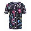 Bouton Faux 3D Fleur T-shirt imprimé - multicolore 2XL