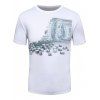 T-shirt à Imprimé Mur D'argent 3D à Manches Courtes - Blanc L