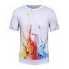T-shirt Imprimé Peinture éclaboussée 3D - Blanc L