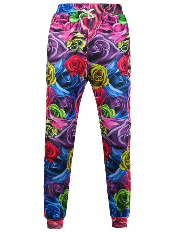 Pantalon 3D Rose Imprimé Jogger - multicolore XL