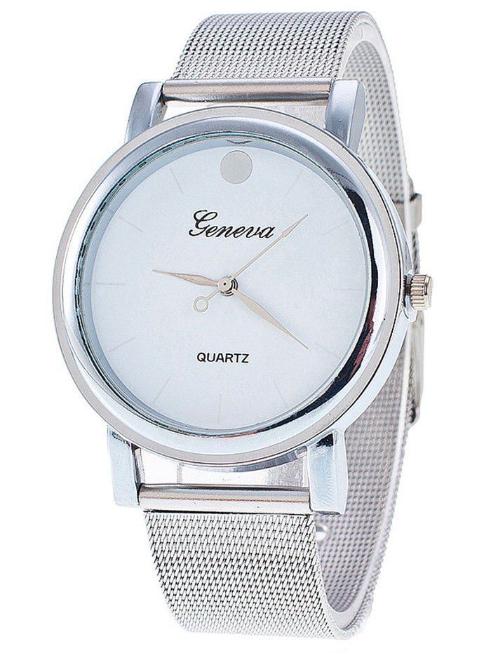

Stainless Steel Mesh Band Watch, White