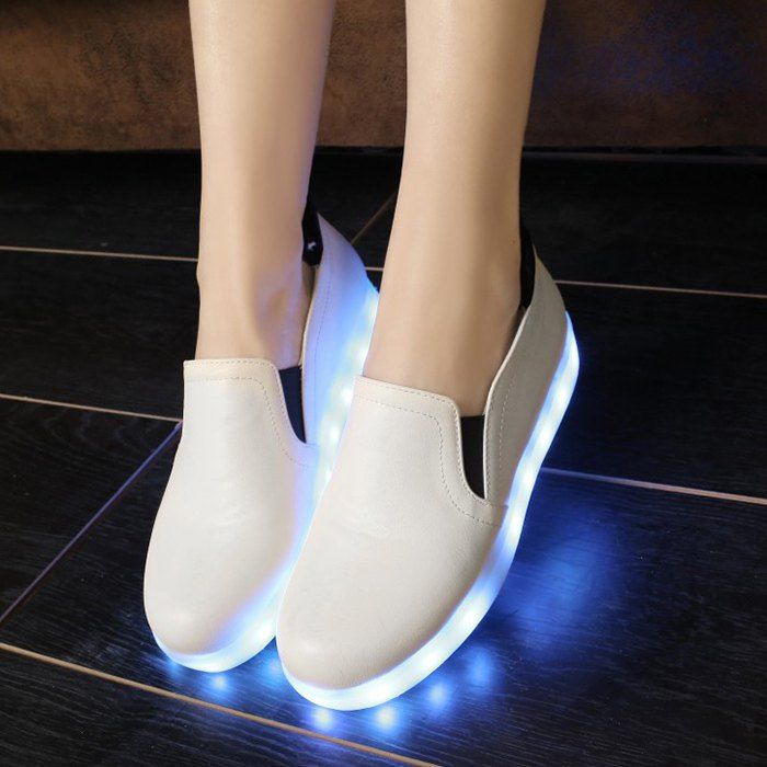 

Elastic Band Led Luminous Flat Shoes, White