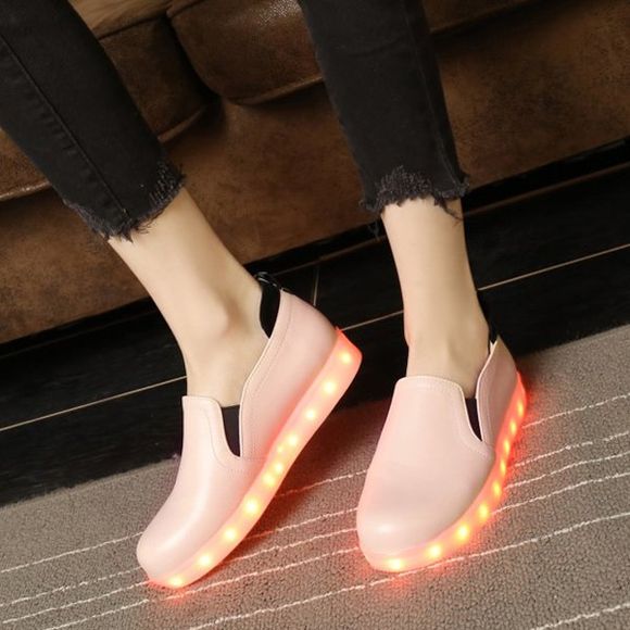 Chaussures Plates à Bande élastique LED Lumineux - Rose 37