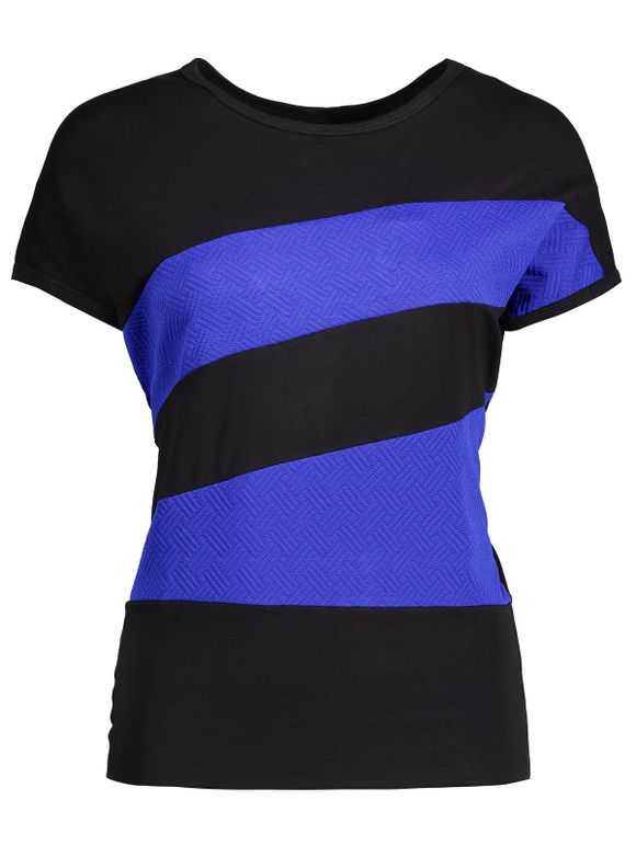 Color Block manches courtes T-shirt - Bleu ONE SIZE