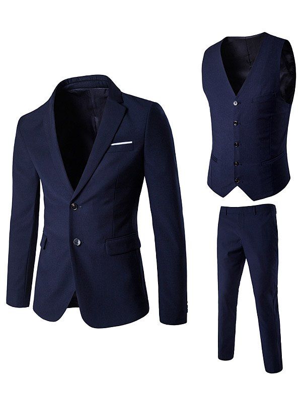 

Edging Single Breasted Waistcoat Three Piece Suit, Cadetblue