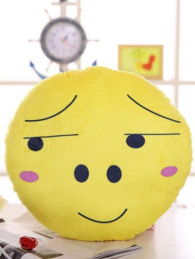 Round Expression Face coussin moelleux oreiller - Jaune 