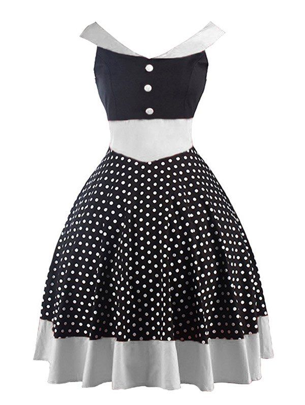 

Vintage Polka Dot Mini Pin Up Dress, Black